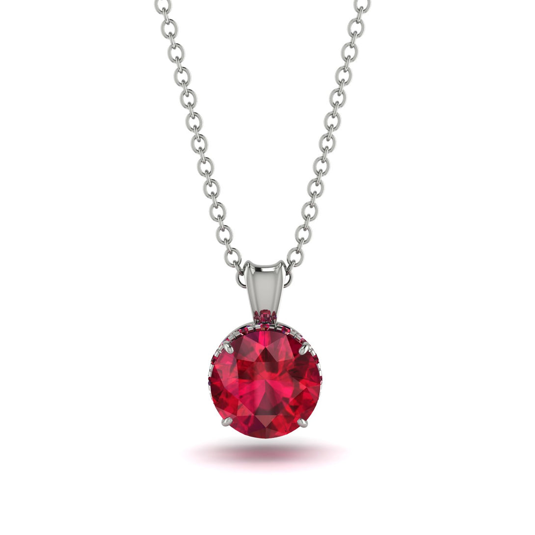 Ruby Necklace With Hidden Halo - Adaline No. 57