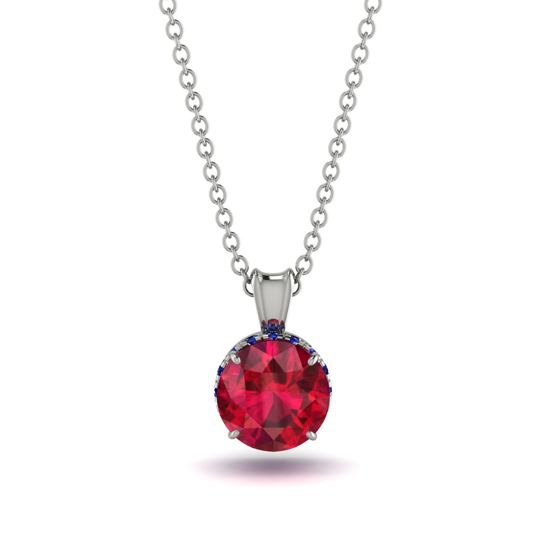 Ruby Necklace With Hidden Halo - Adaline No. 72