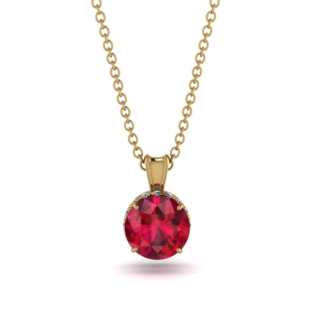 Ruby Necklace With Hidden Halo - Adaline No. 10