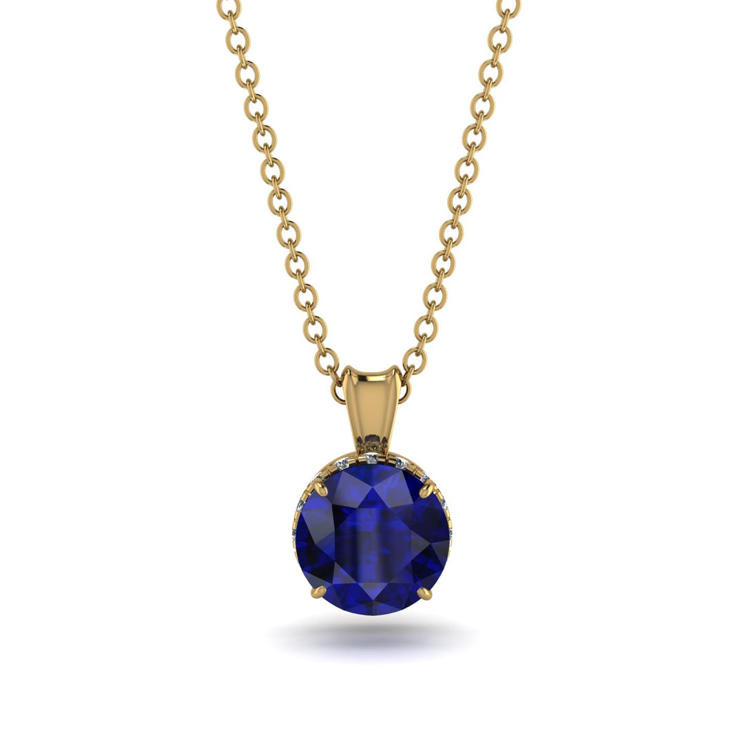 Sapphire Necklace With Hidden Halo - Adaline No. 13