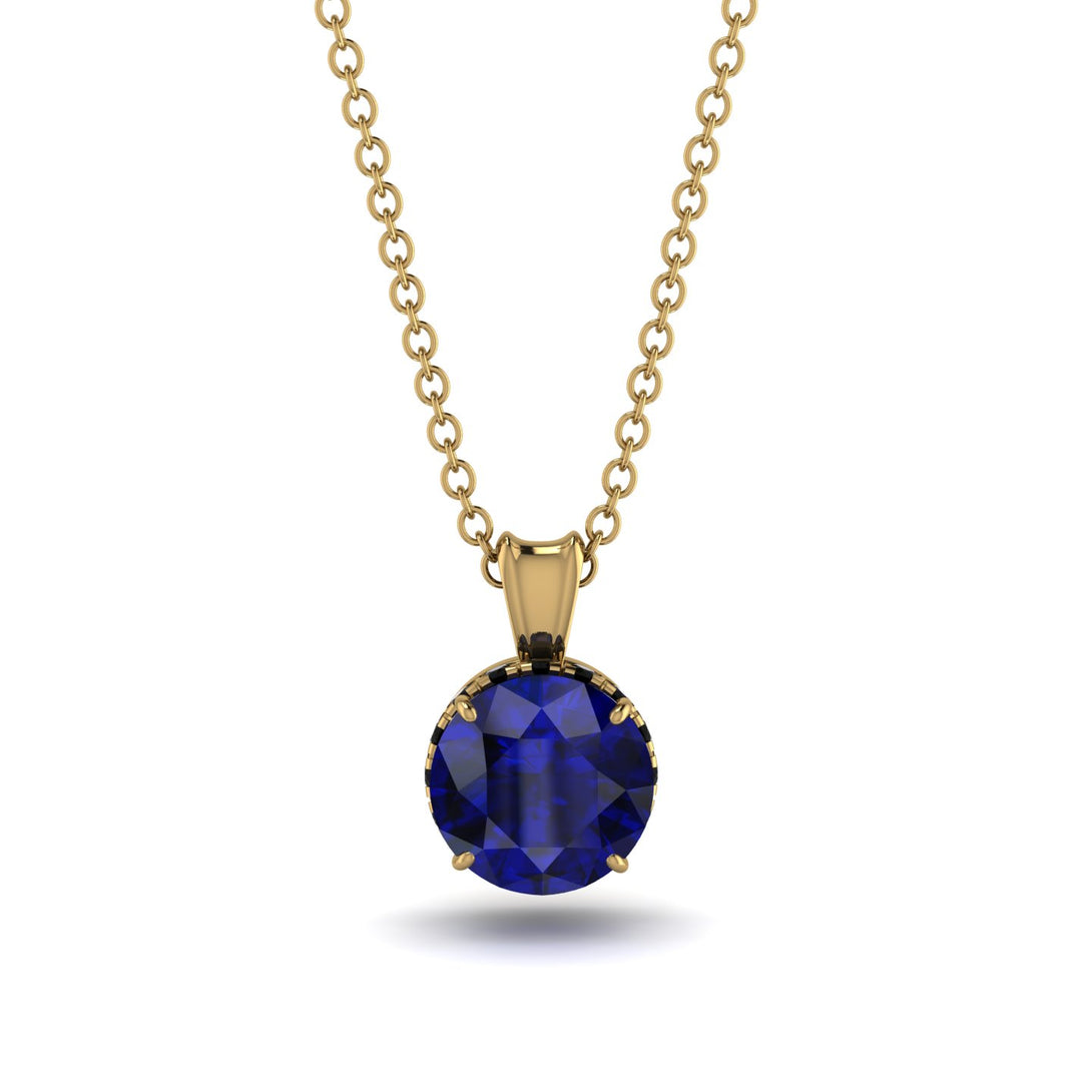 Sapphire Necklace With Hidden Halo - Adaline No. 43
