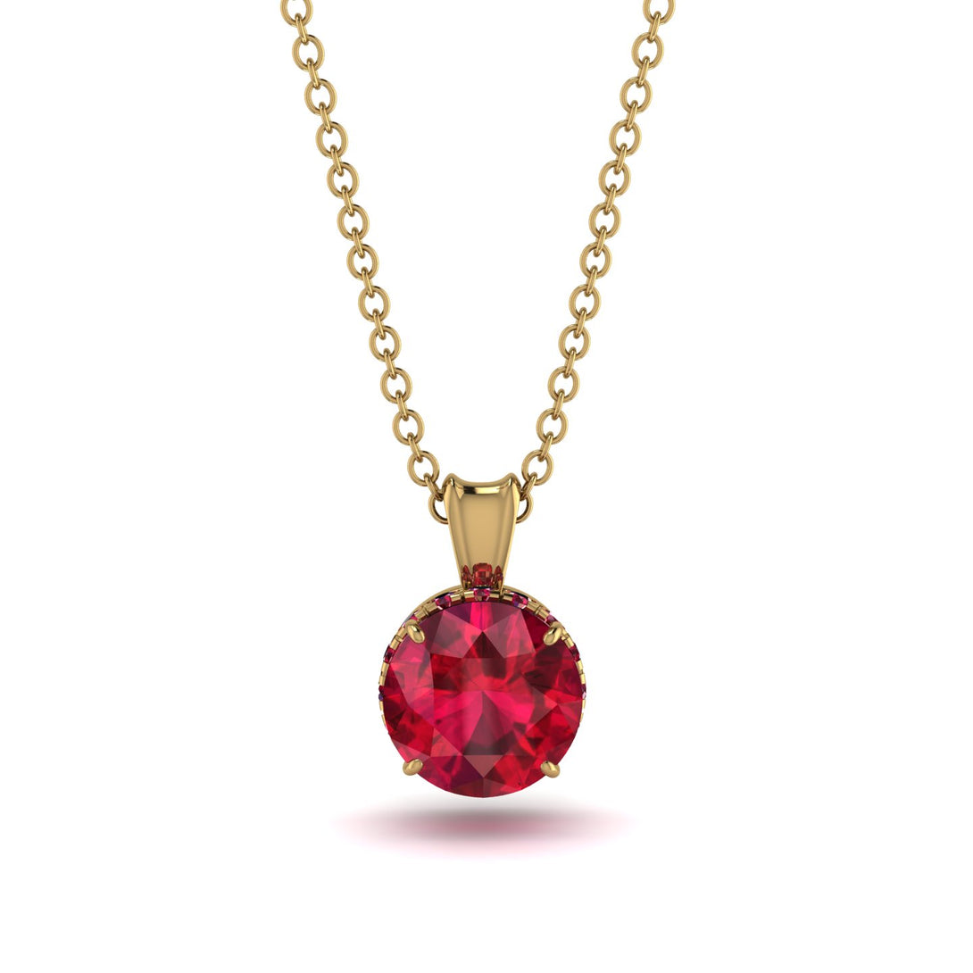 Ruby Necklace With Hidden Halo - Adaline No. 55