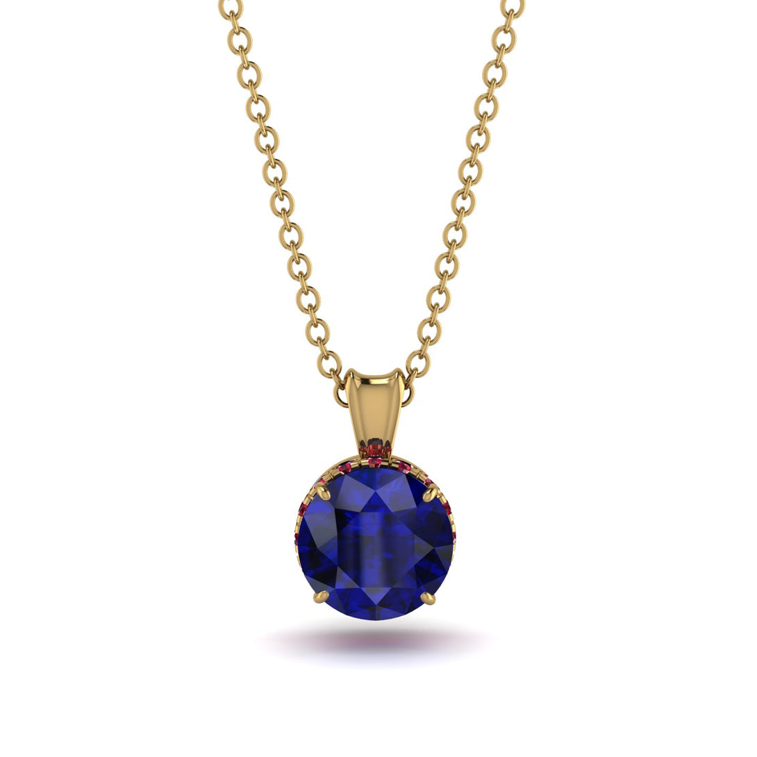 Sapphire Necklace With Hidden Halo - Adaline No. 58