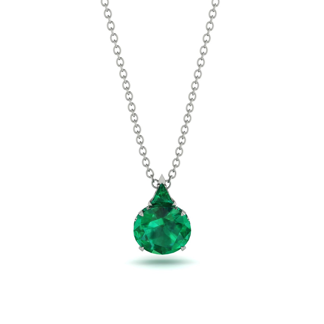 Hidden Halo Emerald Necklace - Rosalie No. 21