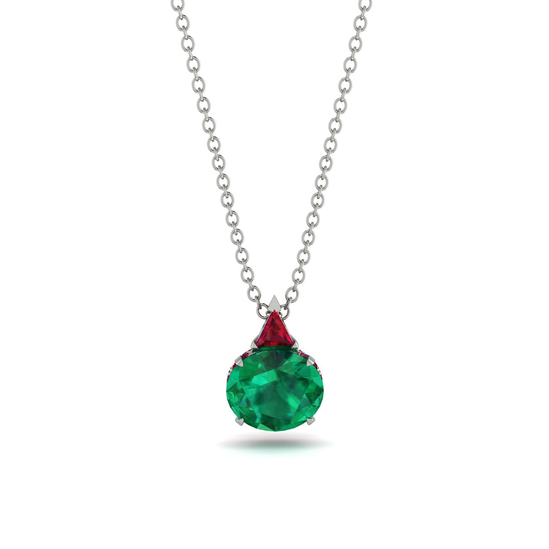Hidden Halo Emerald Necklace - Rosalie No. 51