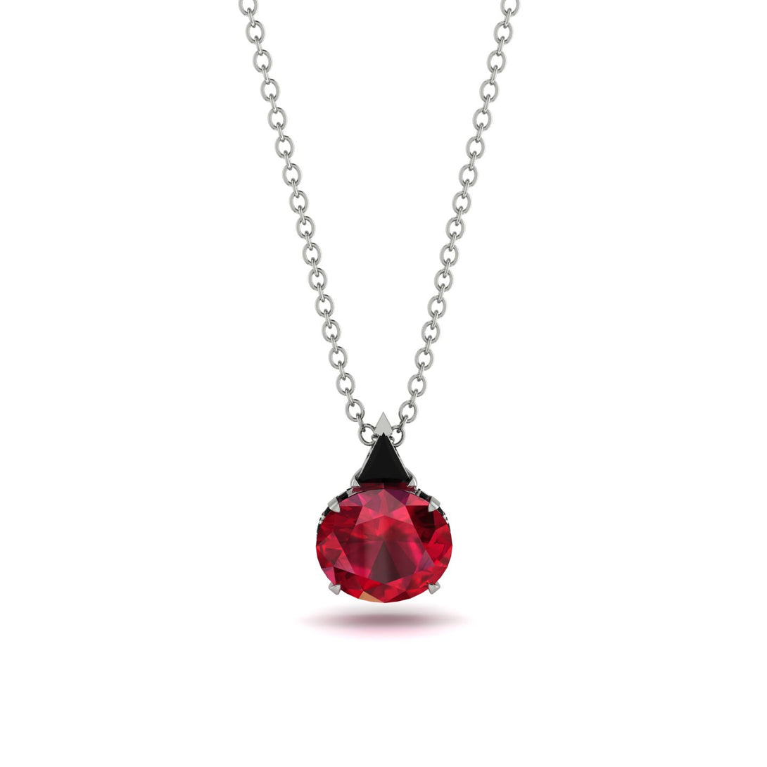 Hidden Halo Ruby Necklace - Rosalie No. 42