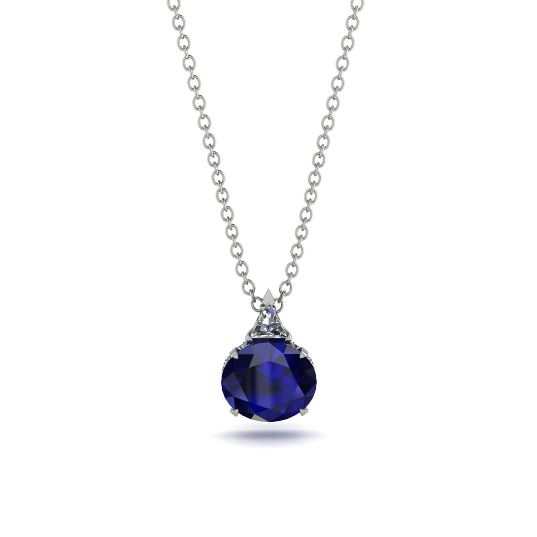 Hidden Halo Sapphire Necklace - Rosalie No. 15