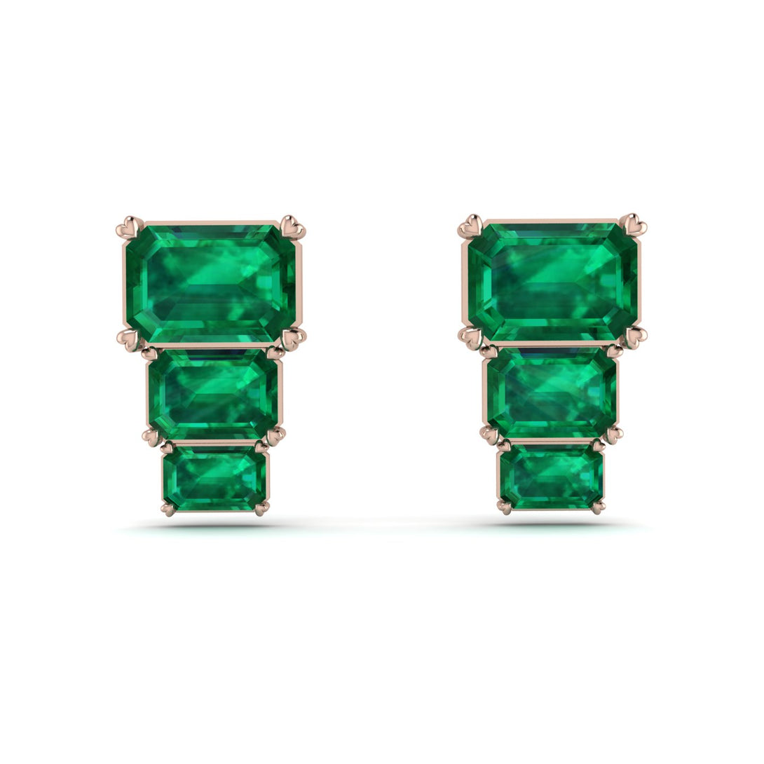 Hidden Diamonds Emerald Emerald Earrings - Briella No. 5