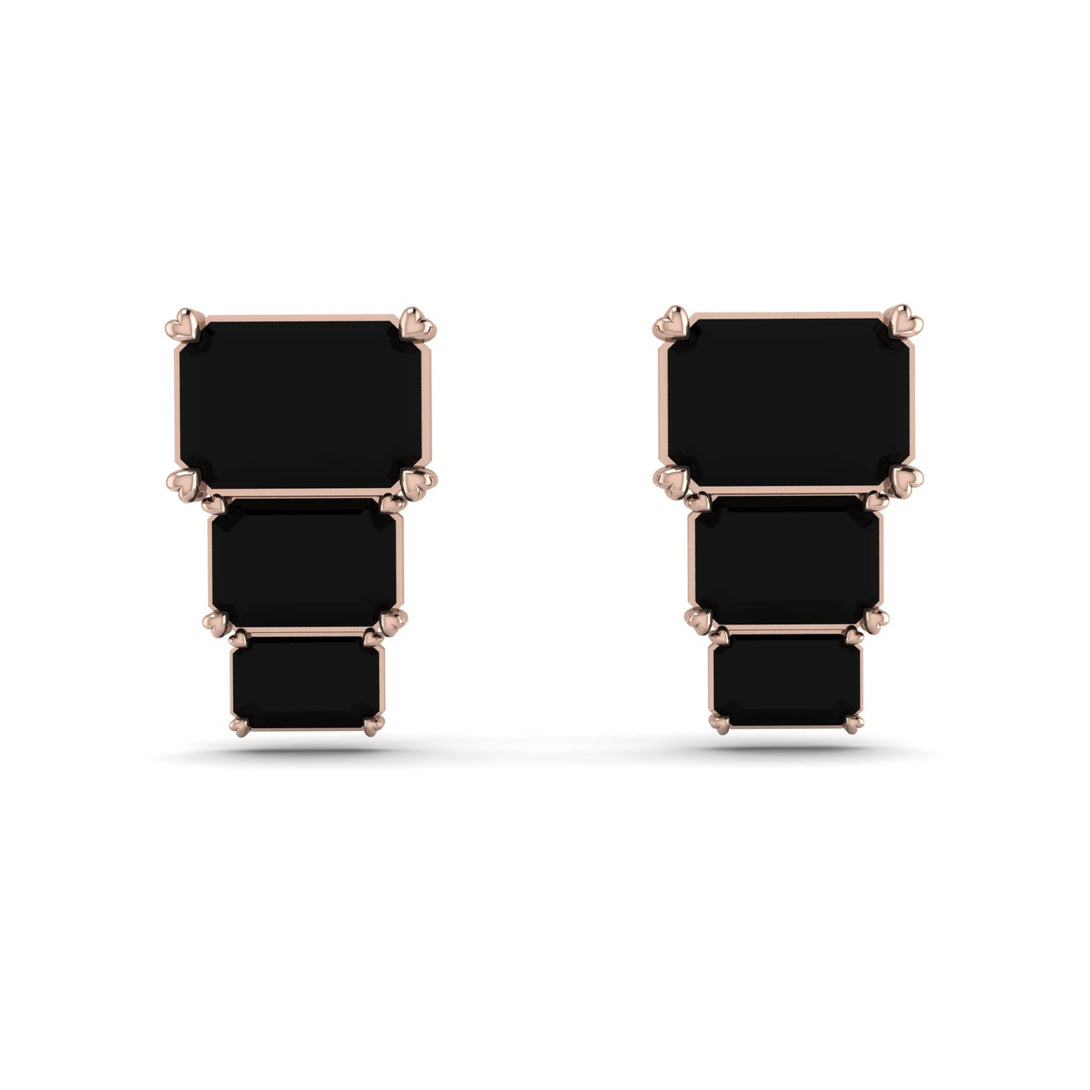 Hidden Diamonds Emerald Black Diamond Earrings - Briella No. 8