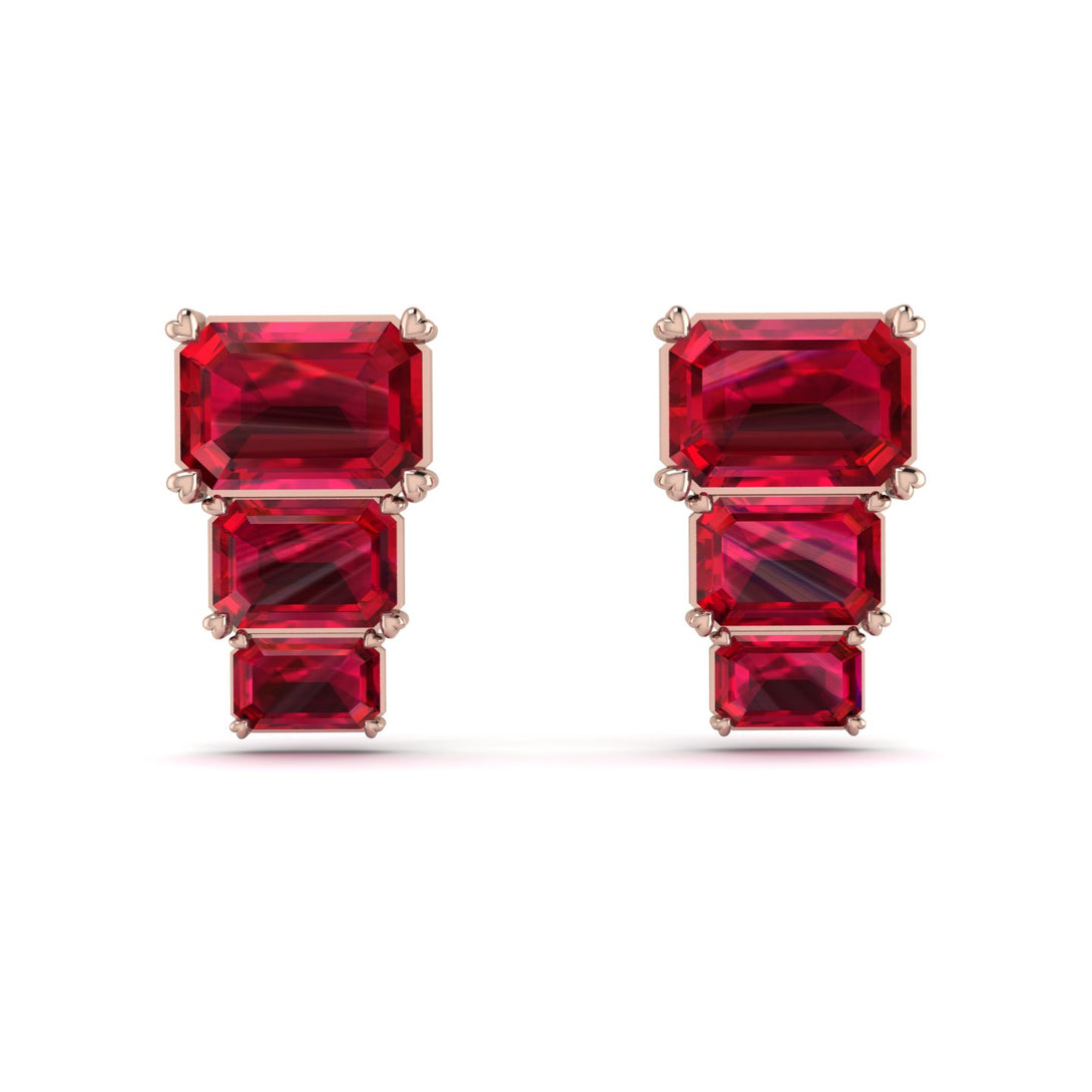 Hidden Diamonds Emerald Ruby Earrings - Briella No. 11