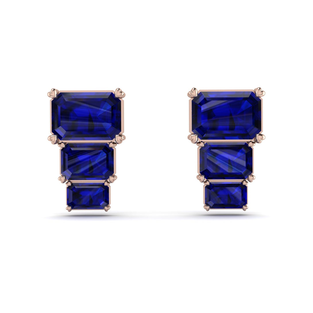 Hidden Diamonds Emerald Sapphire Earrings - Briella No. 14