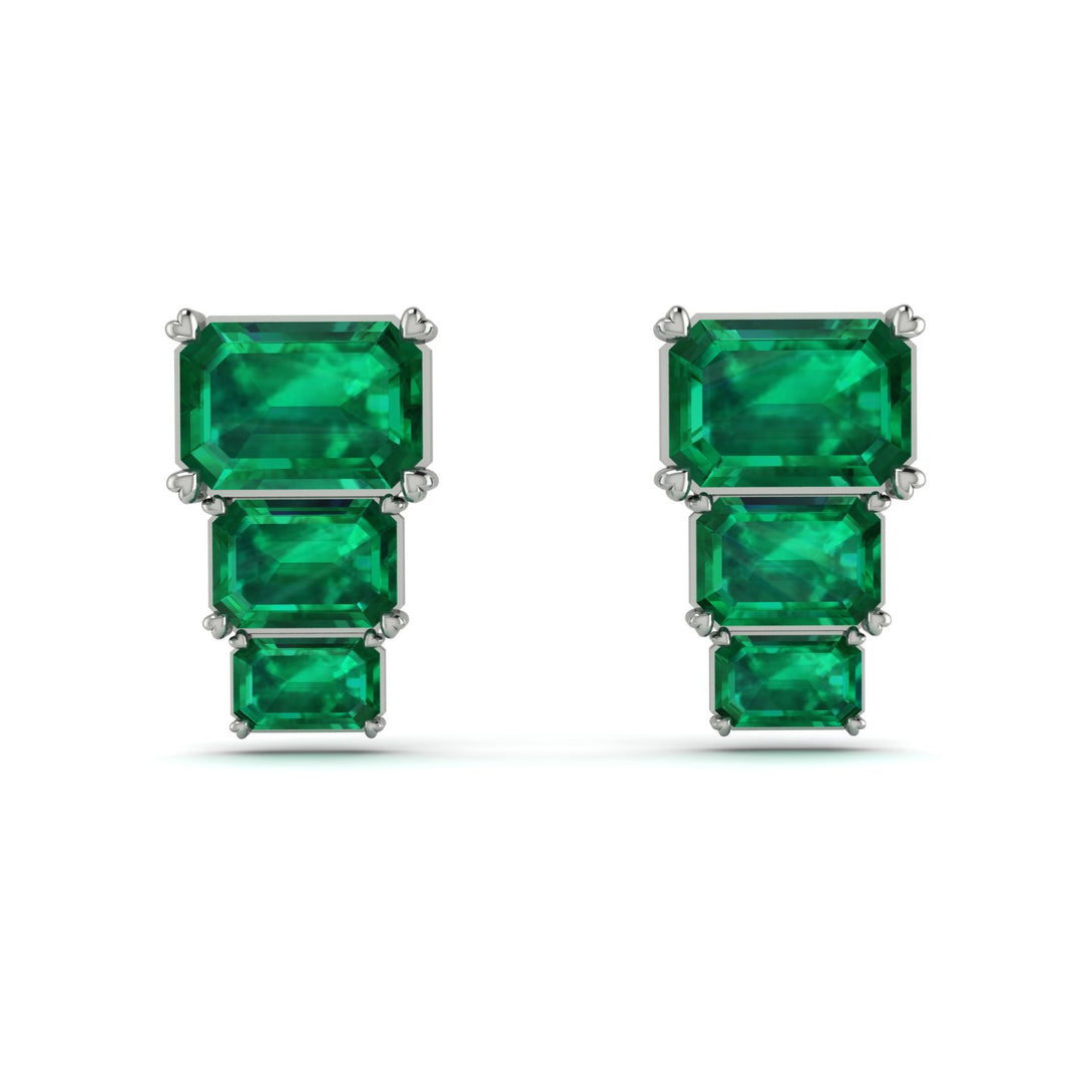 Hidden Diamonds Emerald Emerald Earrings - Briella No. 6
