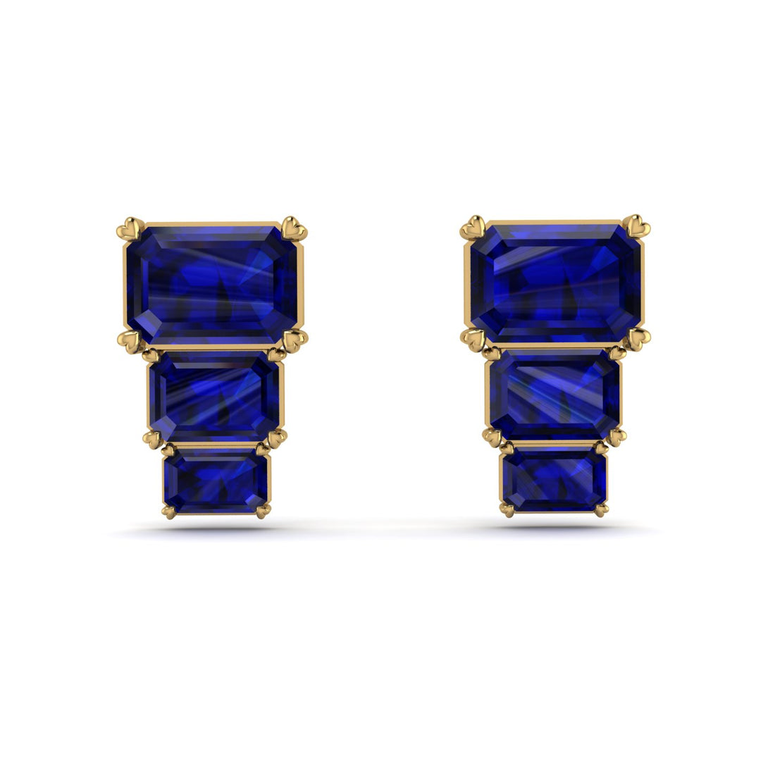Hidden Diamonds Emerald Sapphire Earrings - Briella No. 13