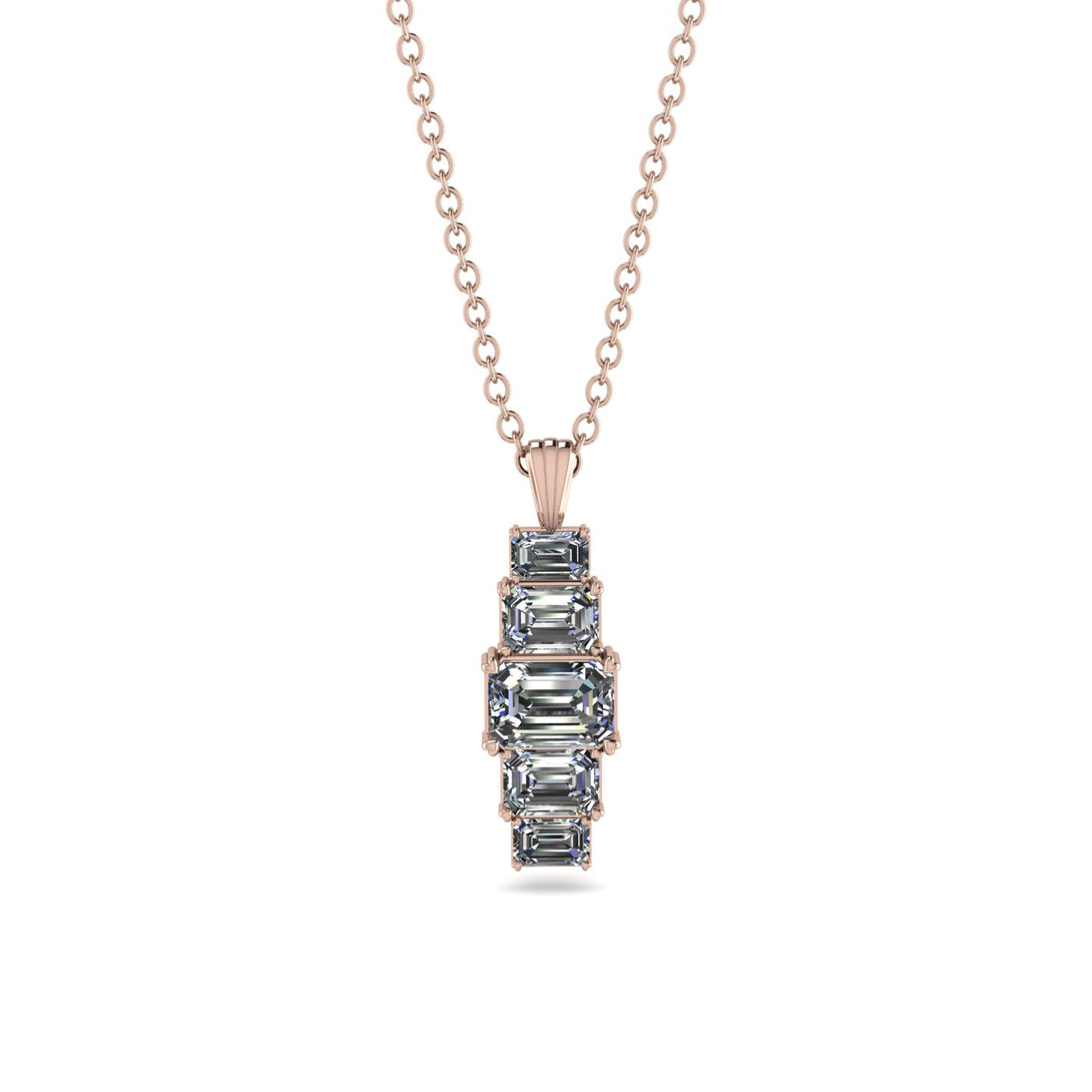 Emerald Cut Diamond Stairs Necklace - Briella No. 2