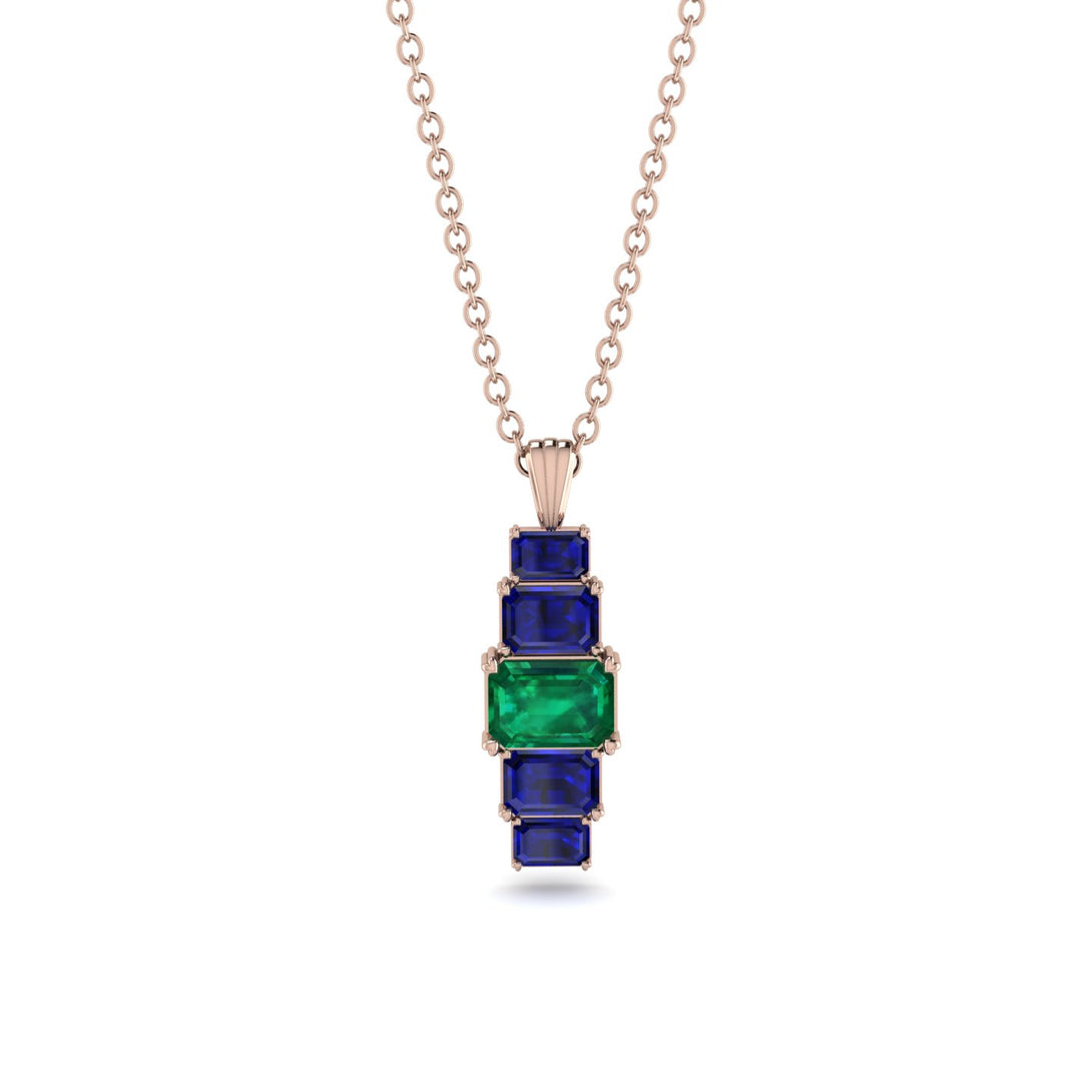 Emerald Cut Emerald Stairs Necklace - Briella No. 65