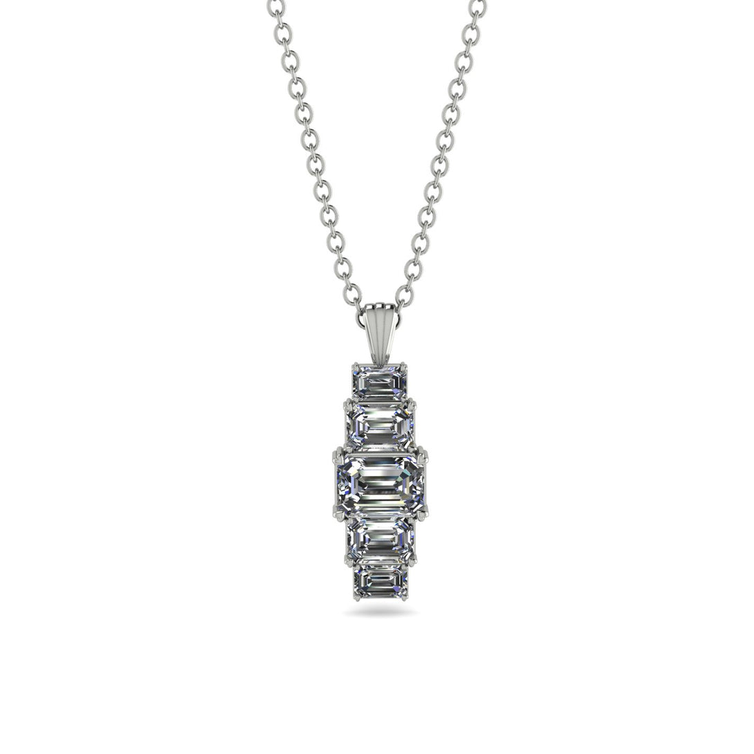 Emerald Cut Diamond Stairs Necklace - Briella No. 3