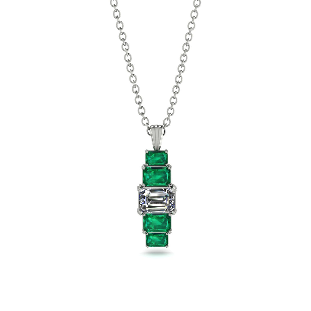 Emerald Cut Diamond Stairs Necklace - Briella No. 18