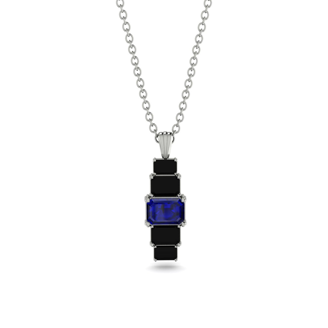 Emerald Cut Sapphire Stairs Necklace - Briella No. 45