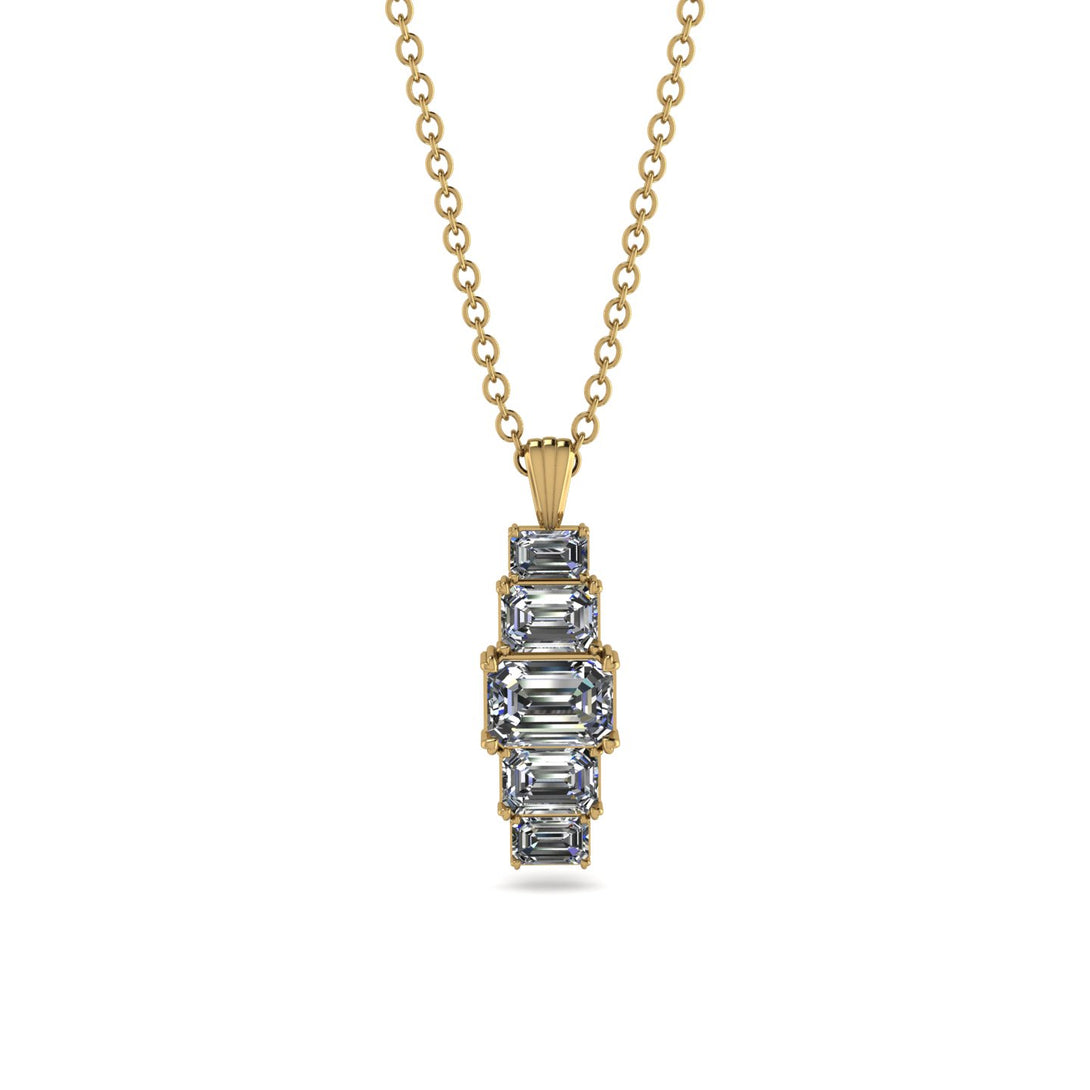 Emerald Cut Diamond Stairs Necklace - Briella No. 1