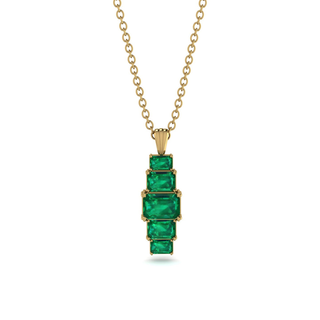 Emerald Cut Emerald Stairs Necklace - Briella No. 19