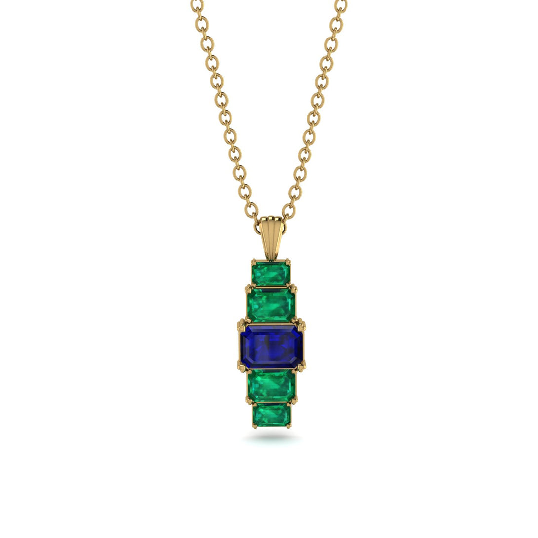 Emerald Cut Sapphire Stairs Necklace - Briella No. 28
