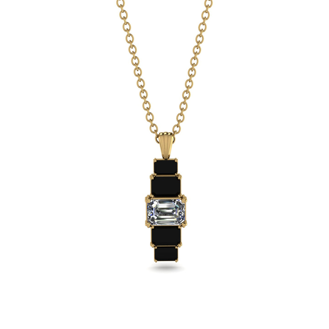 Emerald Cut Diamond Stairs Necklace - Briella No. 31