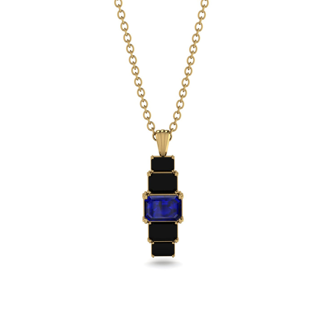 Emerald Cut Sapphire Stairs Necklace - Briella No. 43