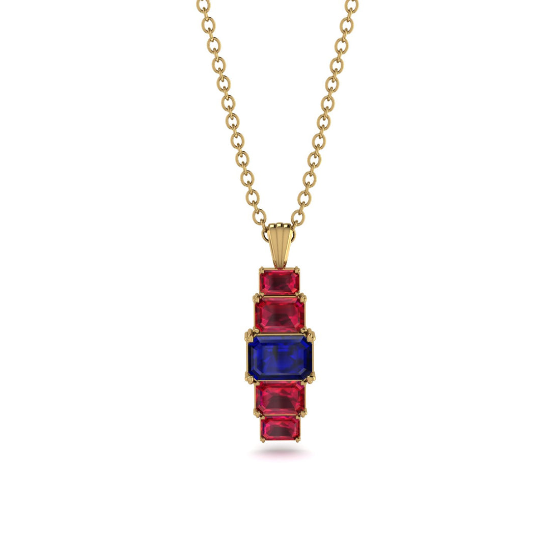 Emerald Cut Sapphire Stairs Necklace - Briella No. 58