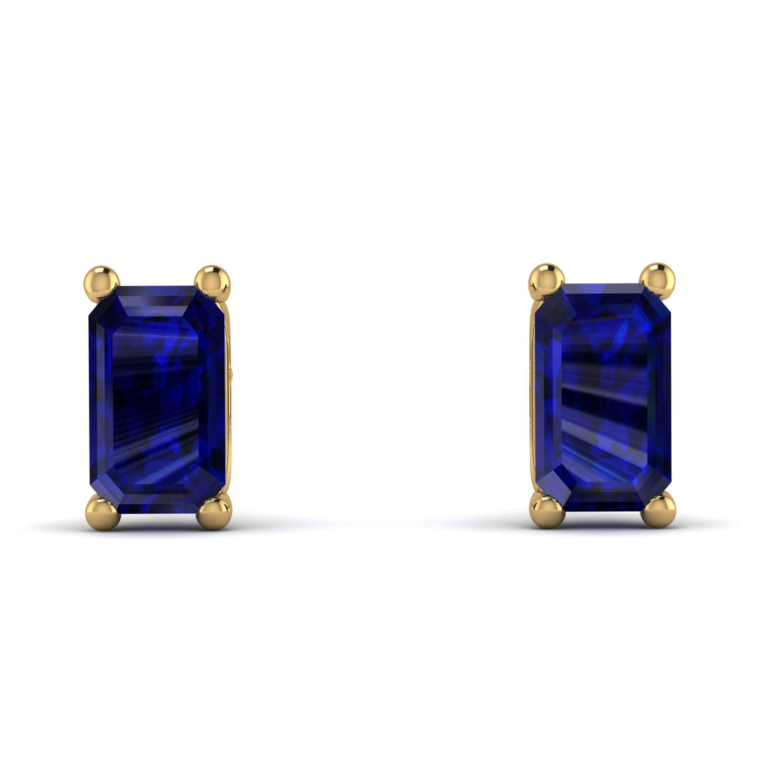 Hidden Diamonds Emerald Cut Sapphire Earrings - Angel No. 28