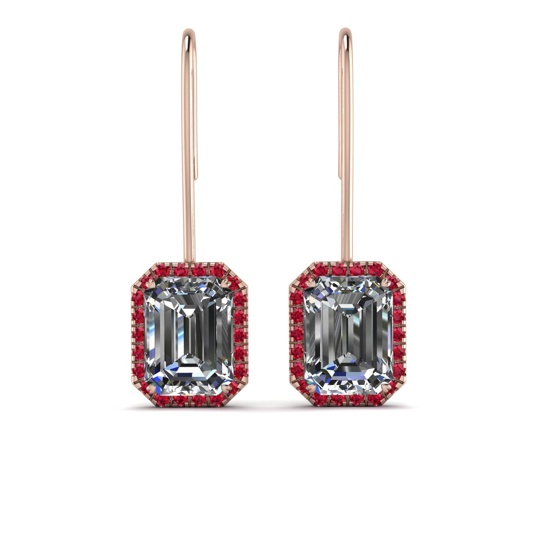 Halo Emerald Cut Diamond Earrings - Izabella No. 47