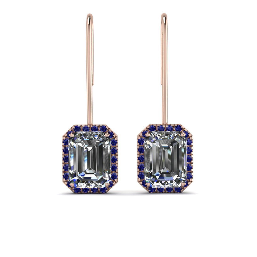 Halo Emerald Cut Diamond Earrings - Izabella No. 62