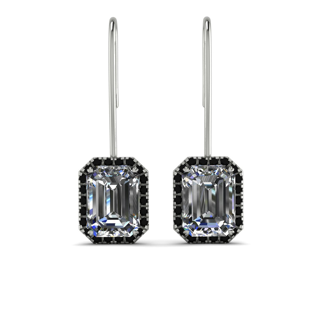 Halo Emerald Cut Diamond Earrings - Izabella No. 33