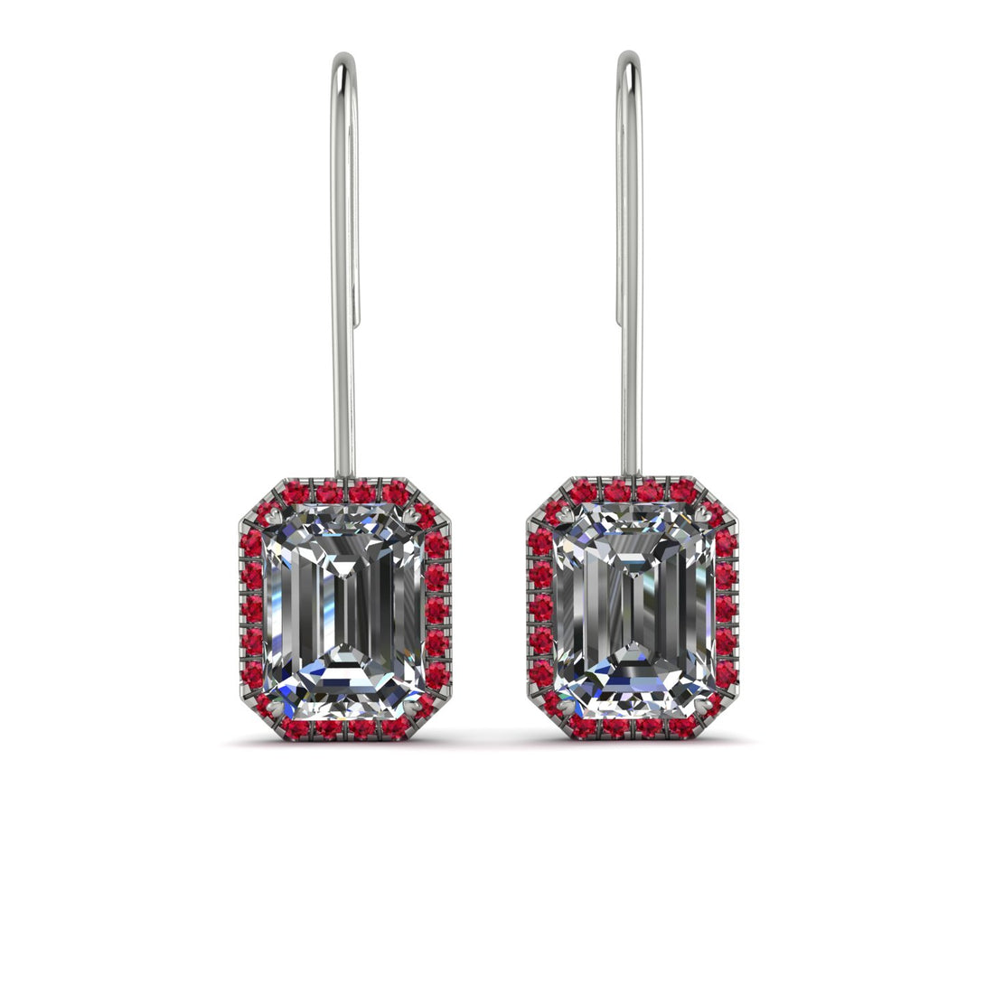 Halo Emerald Cut Diamond Earrings - Izabella No. 48