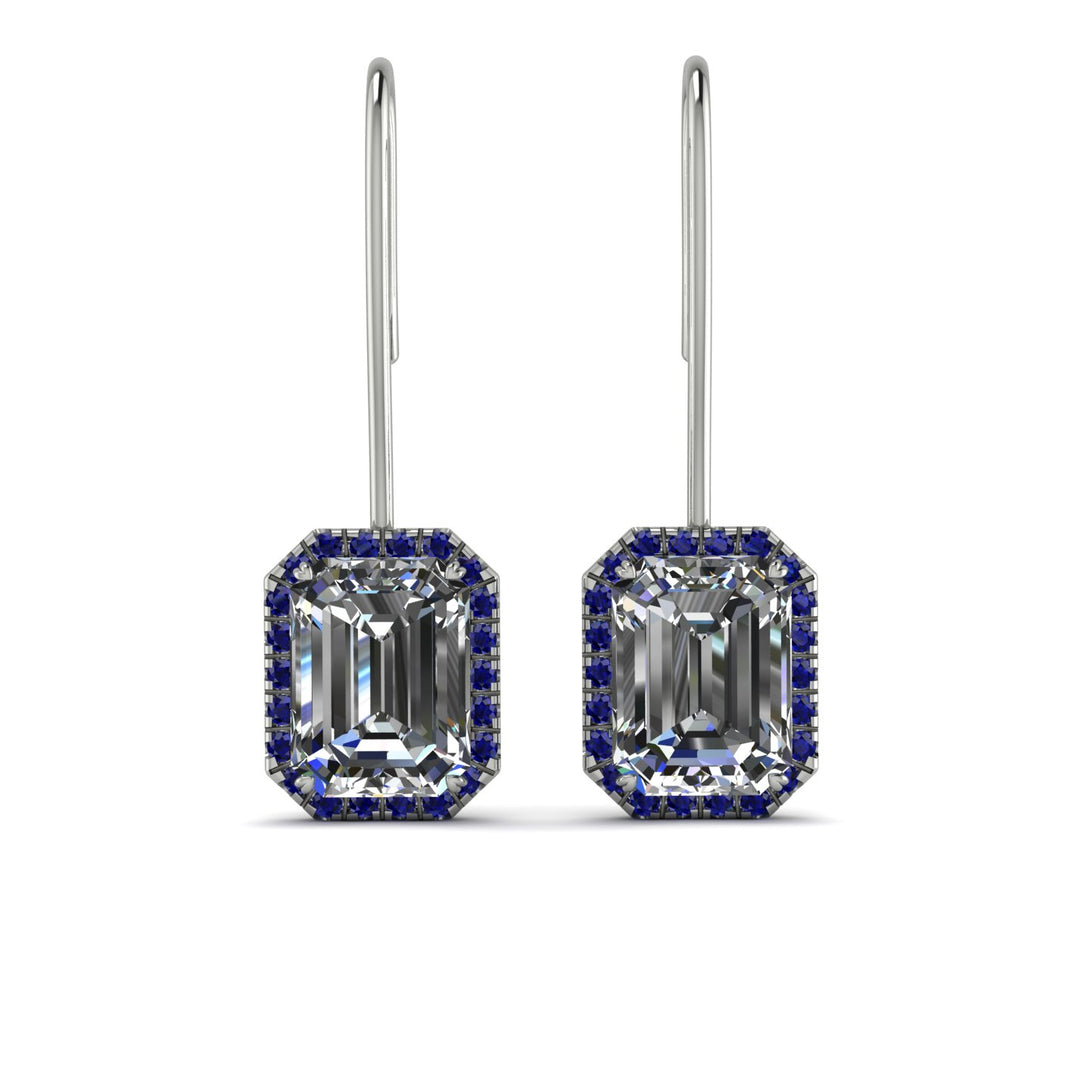 Halo Emerald Cut Diamond Earrings - Izabella No. 63
