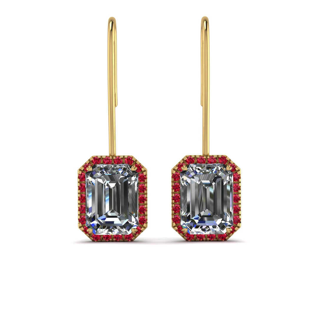 Halo Emerald Cut Diamond Earrings - Izabella No. 46