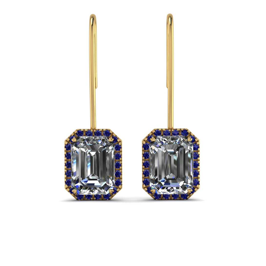 Halo Emerald Cut Diamond Earrings - Izabella No. 61
