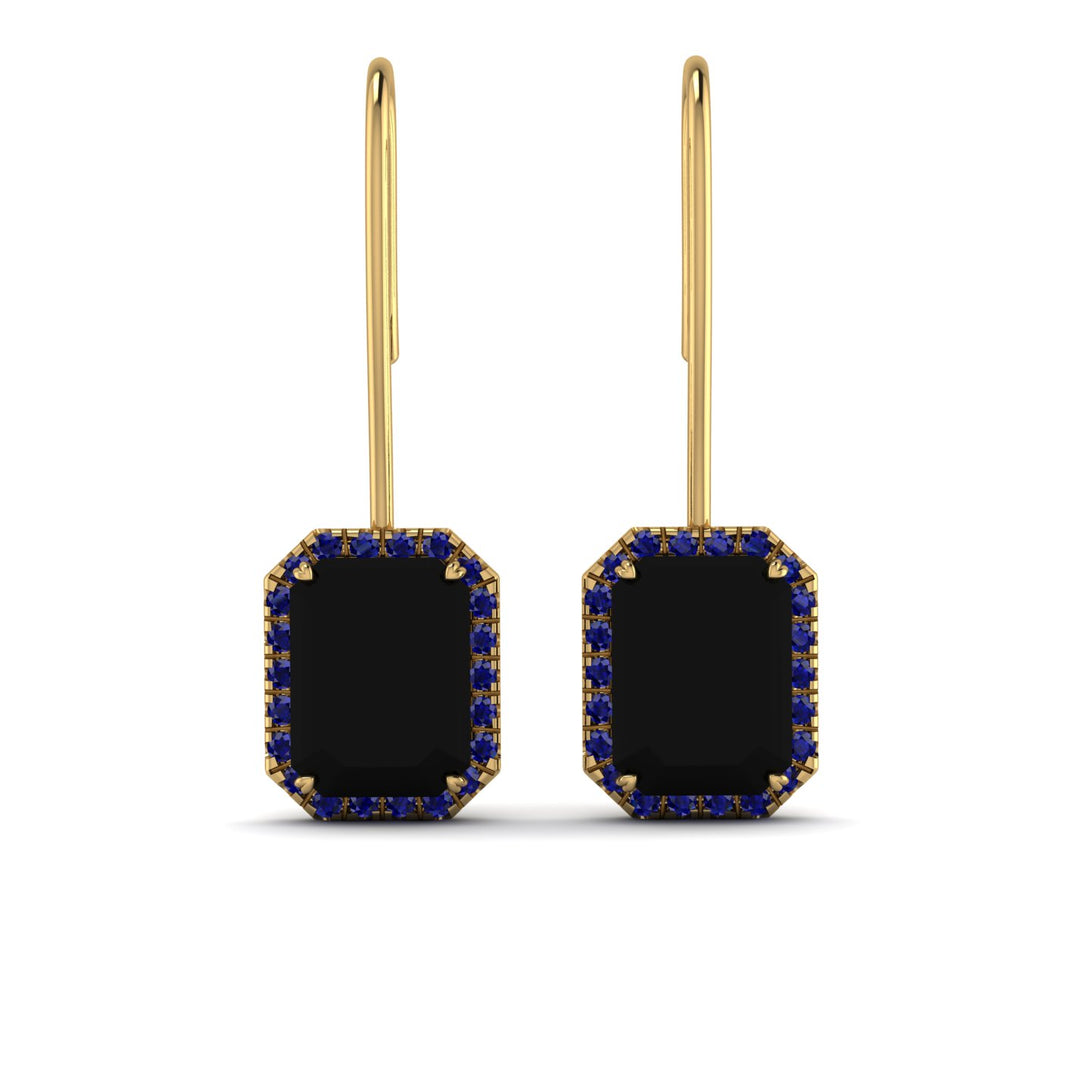 Halo Emerald Cut Black Diamond Earrings - Izabella No. 67