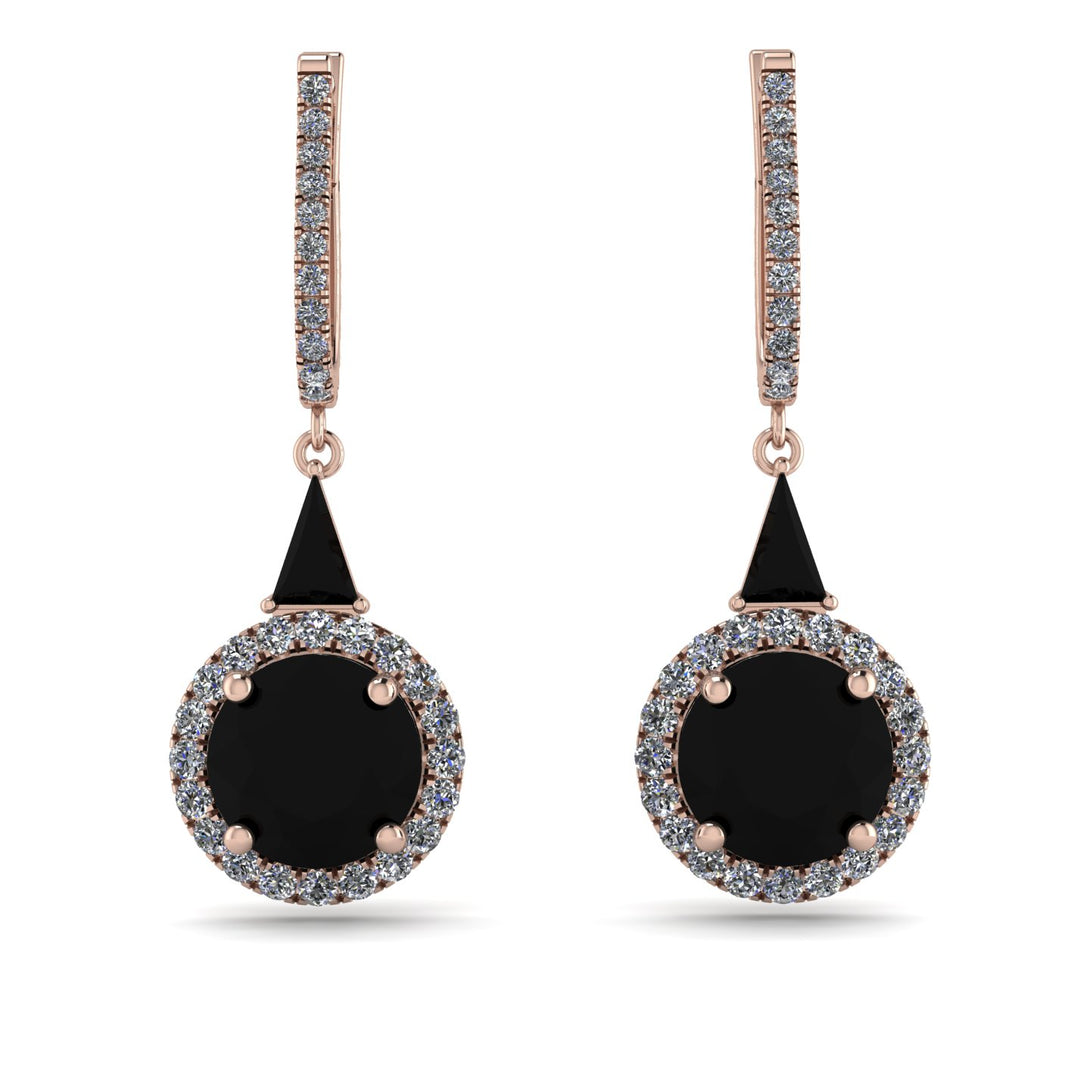 Hidden Halo Black Diamond Earrings - Joanna No. 8