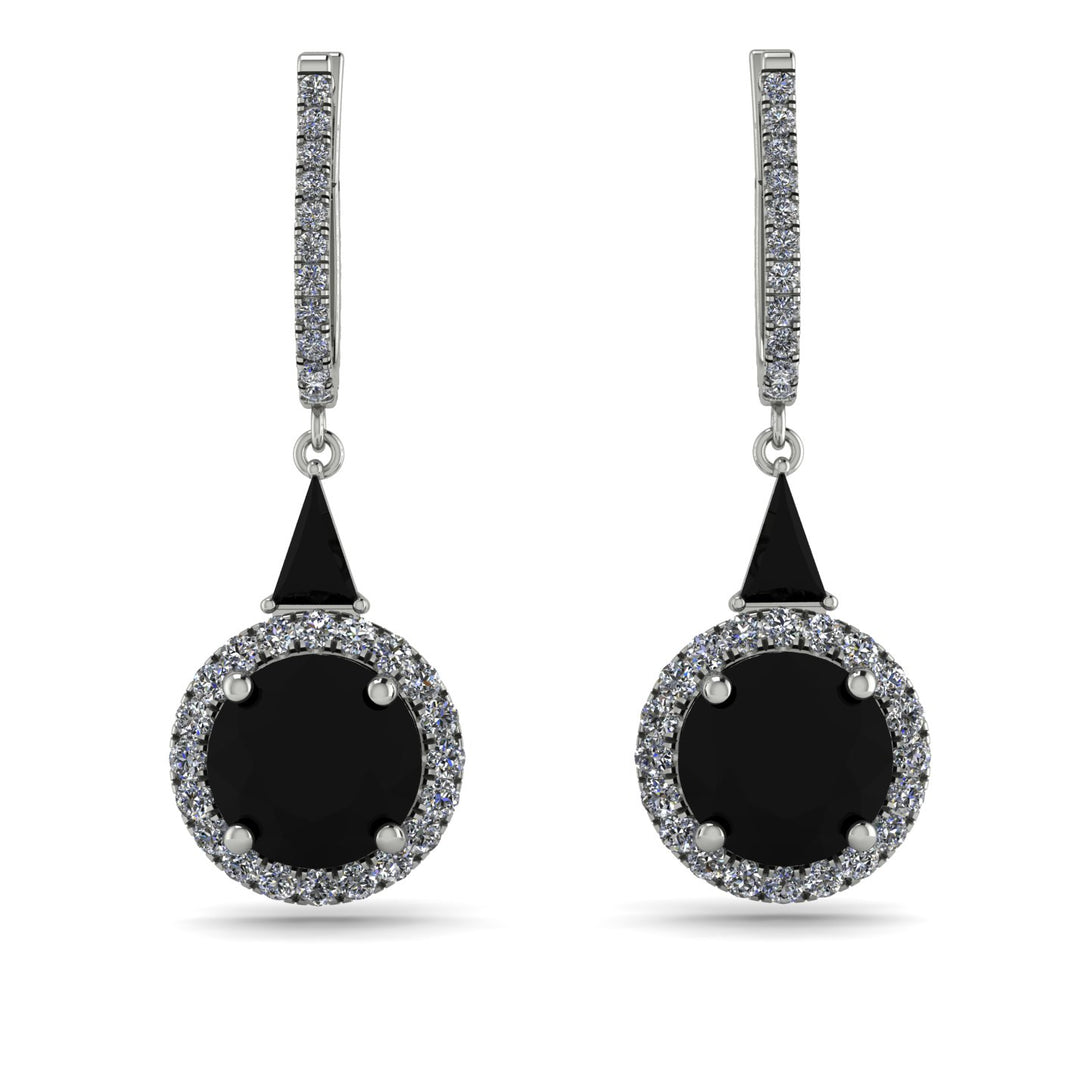 Hidden Halo Black Diamond Earrings - Joanna No. 9
