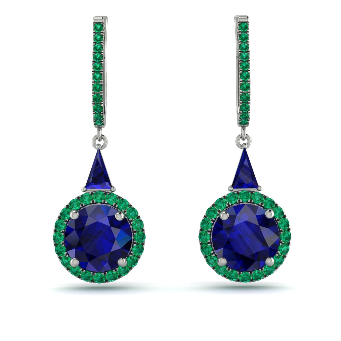 Hidden Halo Sapphire Earrings - Joanna No. 30