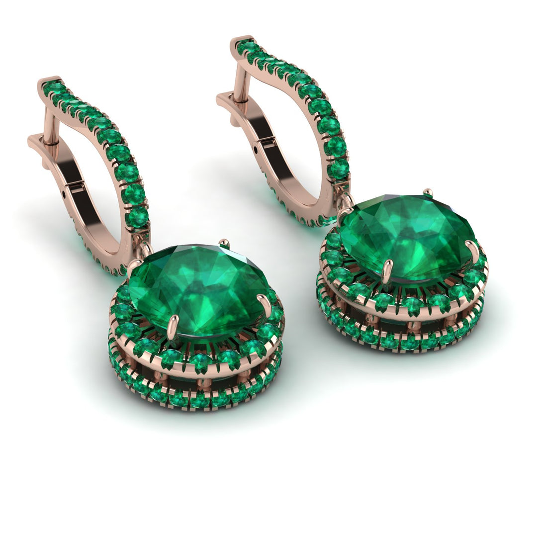 Hidden Halo Emerald Hoop Earrings - Catalina No. 20