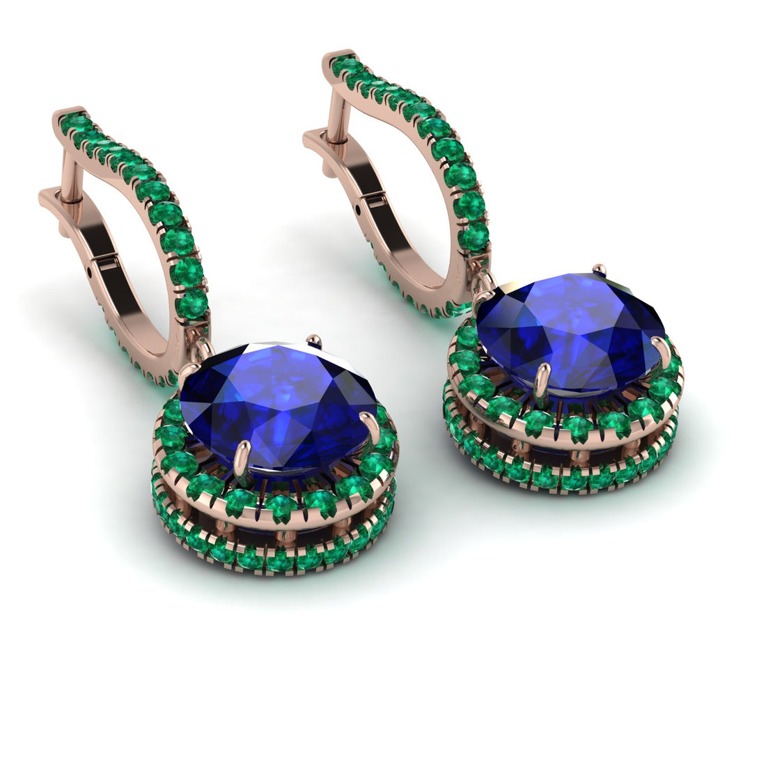 Hidden Halo Sapphire Hoop Earrings - Catalina No. 29