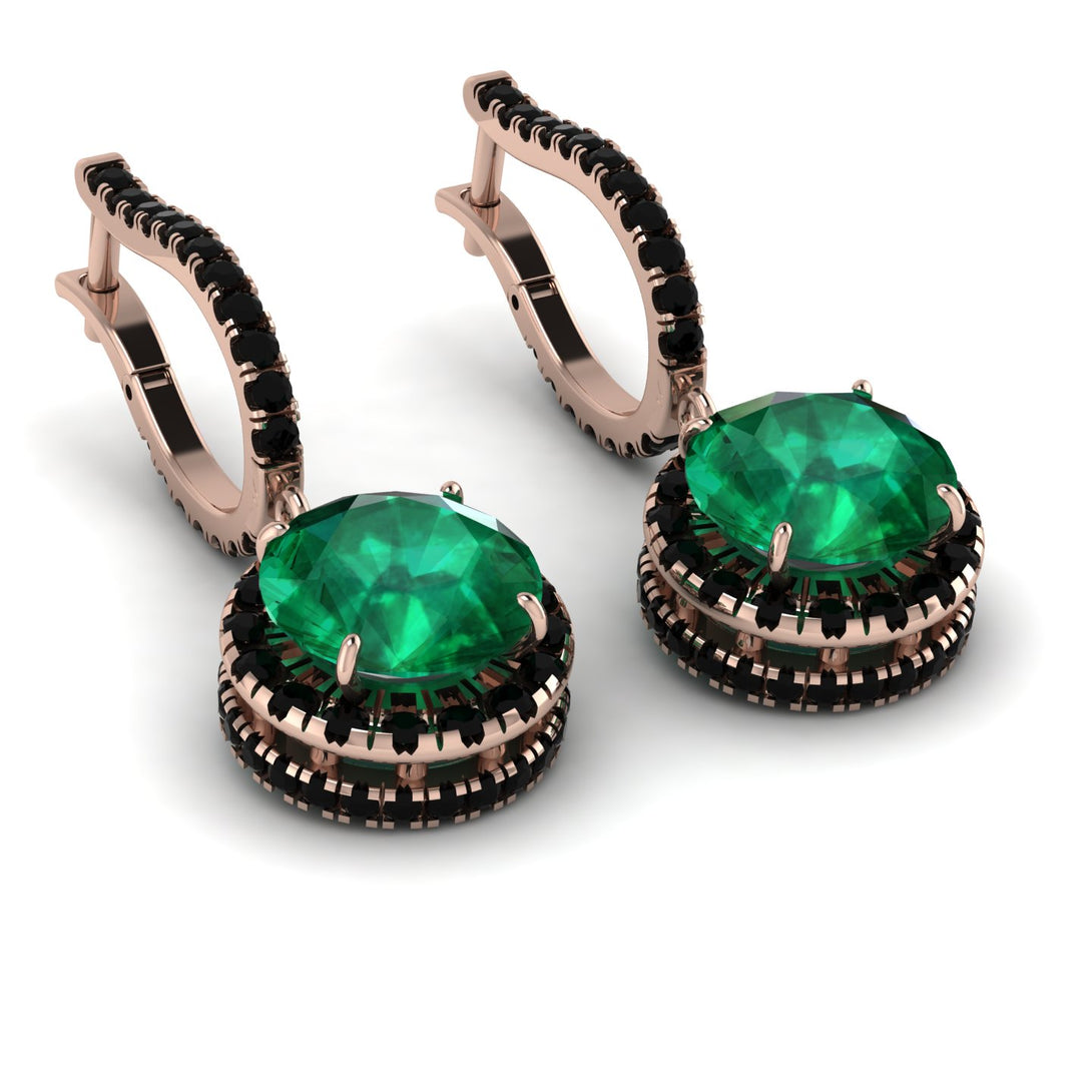Hidden Halo Emerald Hoop Earrings - Catalina No. 35