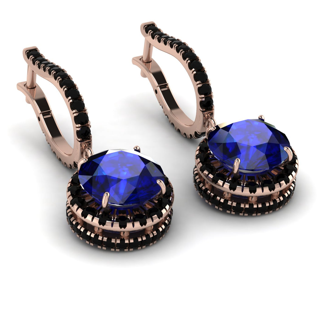 Hidden Halo Sapphire Hoop Earrings - Catalina No. 44