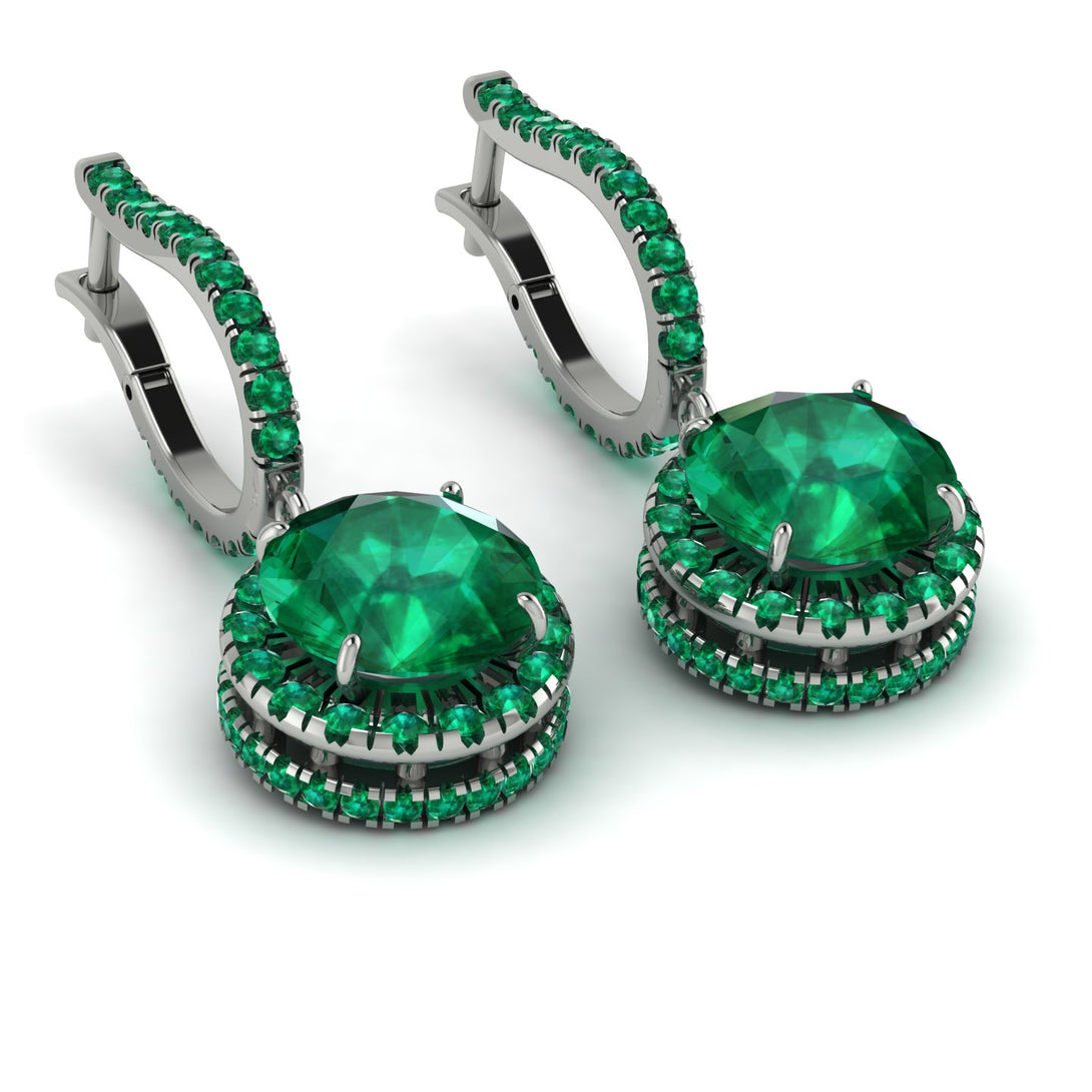 Hidden Halo Emerald Hoop Earrings - Catalina No. 21