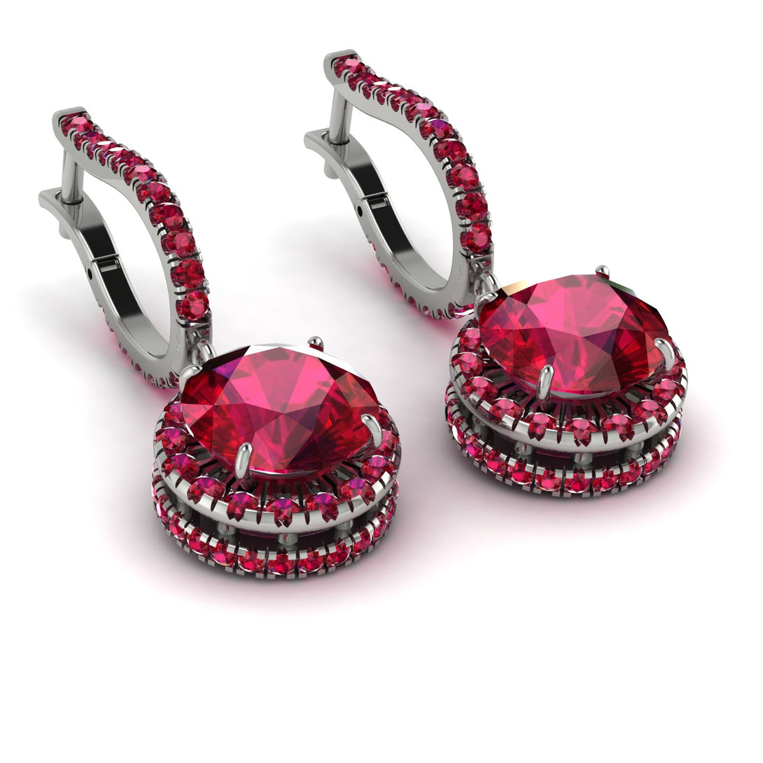 Hidden Halo Ruby Hoop Earrings - Catalina No. 57
