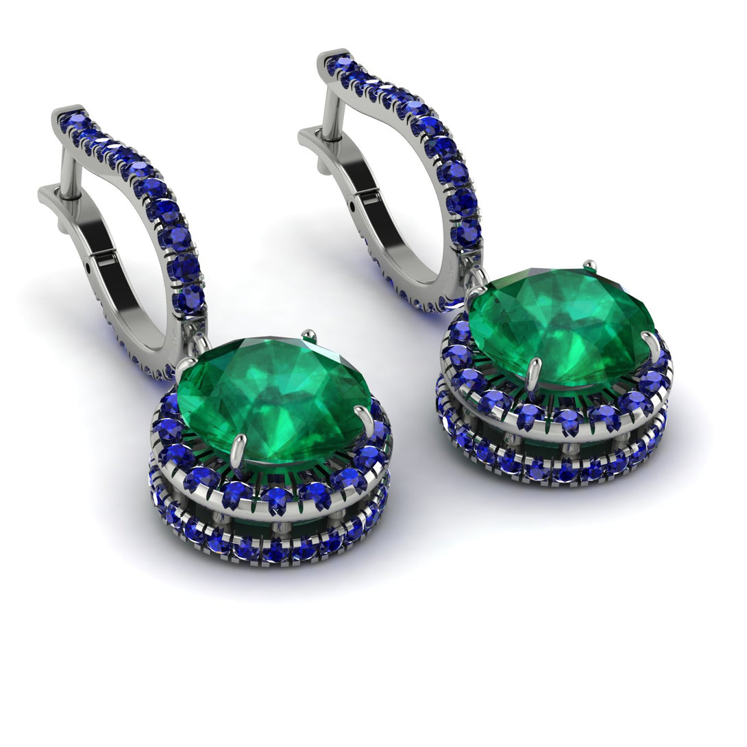 Hidden Halo Emerald Hoop Earrings - Catalina No. 66