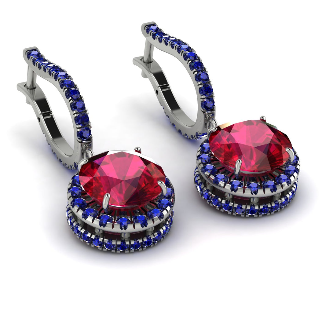 Hidden Halo Ruby Hoop Earrings - Catalina No. 72