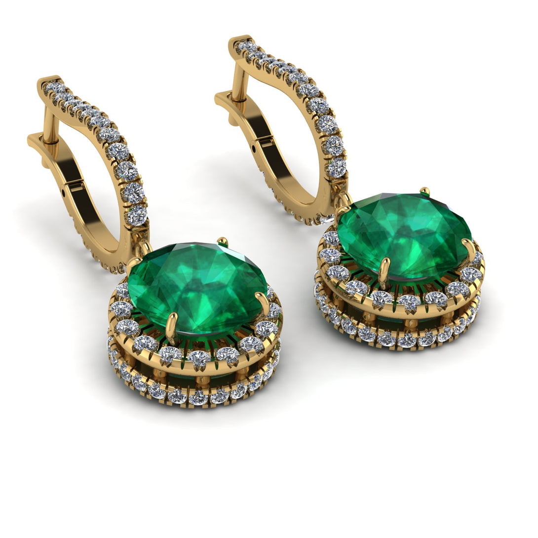 Hidden Halo Emerald Hoop Earrings - Catalina No. 4