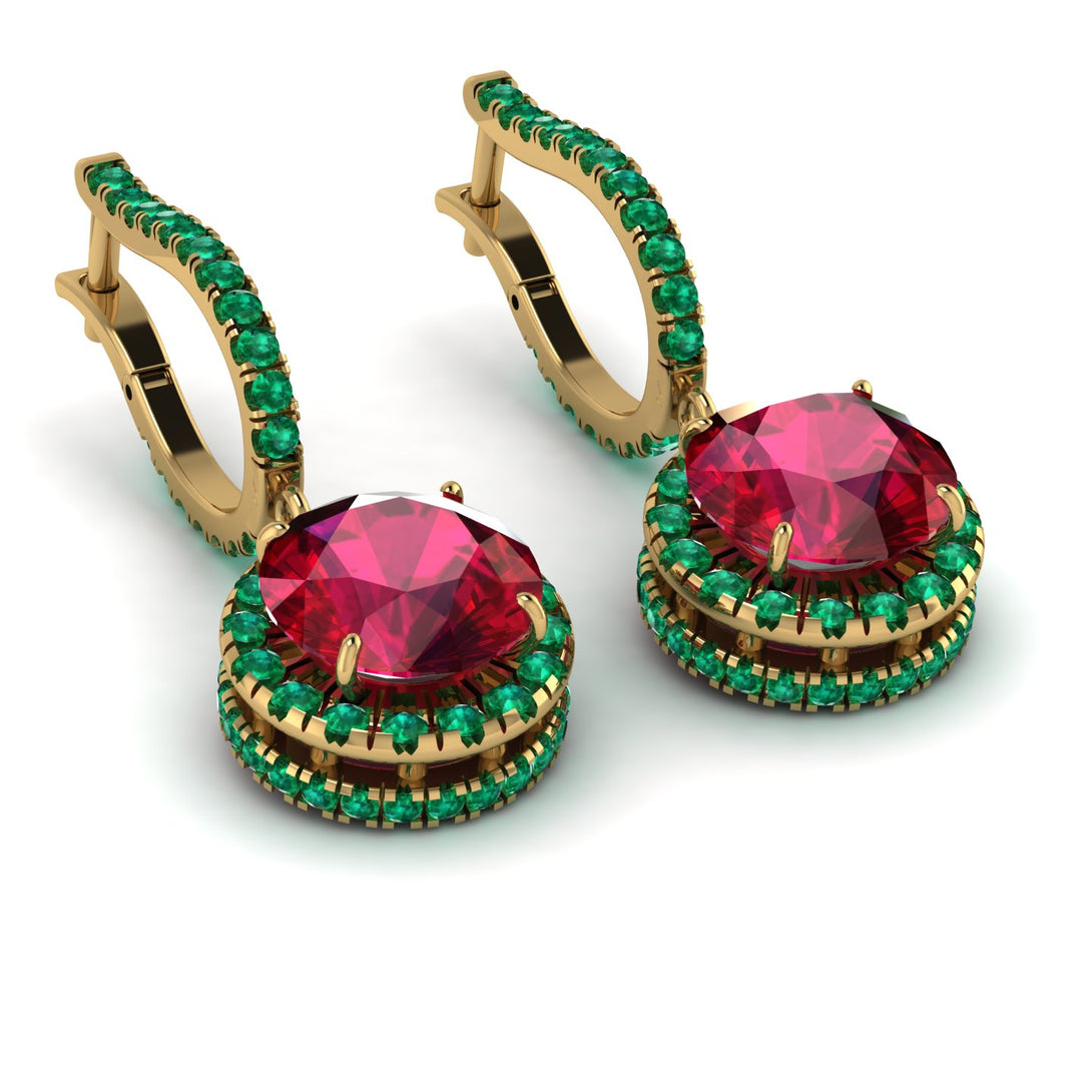 Hidden Halo Ruby Hoop Earrings - Catalina No. 25